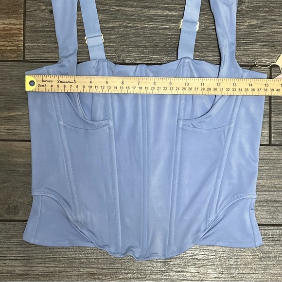 NWT FREE PEOPLE x HAH Knock Out Corset boudoir Top Size XL Blue Periwinkle - Picture 10 of 12